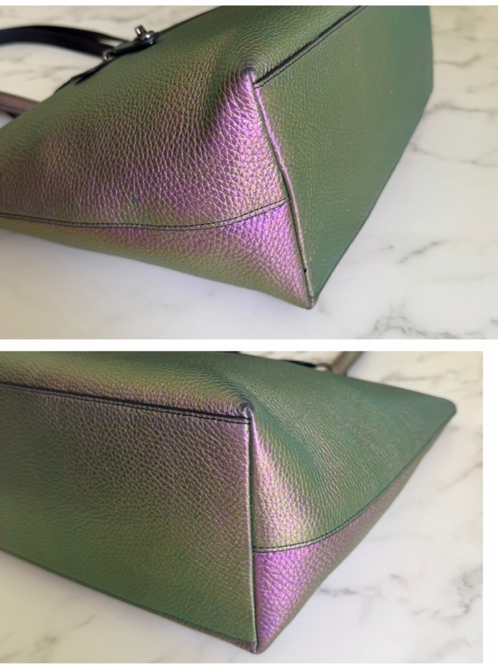 Coach Taylor Tote In Hologram Oil Slick Leather Purple Green Top Zip Large 57329 - Picture 11 of 16